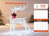 Lighted Christmas Reindeer Decorations, Cold White LED Pre-Lit Xmas Reindeer Set with Glittered 62740462