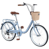 7 Speed City Bike With Basket , Steel Frame,Multiple Colors 22 Inch Girls Bicycle W1019P206926