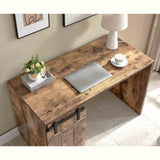 Home Office Desk Distressed Wood One Cabinet Three Shelves Faux Barn Door on Metal Euro Hinges B107P218345