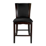 Modern Contemporary Counter Height Chairs Set of 2 Dark Brown Faux Leather Upholstered Espresso B011P321035