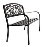 ZNTS 50" Outdoor Welcome Backrest Cast Iron Bench 27571420