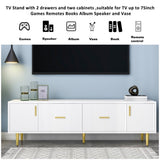 ZNTS U-Can Modern TV Stand with 5 Champagne Legs - Durable, Stylish and Spacious, TVs Up to 75'' WF300599AAK