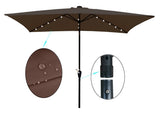 10 x 6.5t Rectangular Patio Umbrella Solar LED Lighted Outdoor Market Table Waterproof Umbrellas W65627944