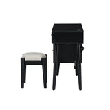39" Retro Bohemian Style Wooden Makeup Vanity Set with Charging Plug&USB Port and Stool, Dressing N733P180011B