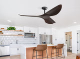 Modern 52 Inch Indoor Ceiling Fan No Light With 6 Speed Remote Control 3 ABS Blade Reversible DC W934P207799