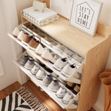 31.5 Inch Nordic Style Shoe Storage Cabinet with 2 Flip Drawers, Freestanding Organizer with Solid W3166P268391