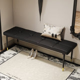 59*17 Inch Multifunctional Black Shoe Bench - Faux PU Cushion, Sturdy Metal Legs With Gold W1512P355084