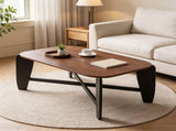 Modern Rectangular Coffee Table, Engineered Wood Center Table with Rubber Wood CrossLeg Base, 132 57989778