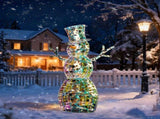 4FT Lighted Iridescent Snowman Christmas Decorations, Pre-lit Holiday Decor with 100 Warm White LED 15924623