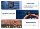 2 PCS Wall Mount Garden Hose Holder, 304 Stainless Steel Hose Hanger with UShaped Nozzle Slot, 87684201