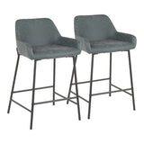 Daniella Industrial Counter Stool in Black Metal and Green Faux Leather by LumiSource - Set of 2 B202P221716