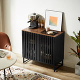 Cabinet with Slatted Grille Striped Door, Modern Style Cabinet, High-Quality MDF and Metal Leg W578P193310