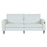 White Corduroy, Modern Style Solid Color Sofa , Multi-Person Sofa, Suitable 24394192