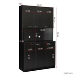 ZNTS 70.87" Tall Wardrobe& Kitchen Cabinet, with 6-Doors, 1-Open Shelves and 1-Drawer for bedroom,Black 20536572