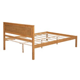 ZNTS Platform Bed Frame with Headboard, Wood Slat Support, No Box Spring Needed, Full, Oak 00265555