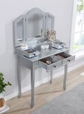 ZNTS Wooden Vanity Make Up Table and Stool Set, Silver 33693412