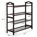 ZNTS Concise 12-Batten 4 Tiers Bamboo Shoe Rack Coffee 55358061