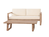 Outdoor Acacia Wood Loveseat and Coffee Table Set with Cushions, Brown Wash, Beige 73020.00BBGE