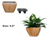 2-Pack Smart Self-watering Planter Pot for Indoor and Outdoor - Light Wood - Square Cone B046P144623