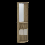 Chicago 75" H Mirrored Corner Bar Cabinet, With Glass Doors, Two Shelves and Stemware B200P239804