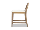 Leon 27" Arched Back Wood & Upholstered Counter Stool, Set of 2, Ivory White Boucle B2719P245956