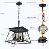 (Same as W1340111204/L1010) 16" Black Gold Industrial 4-Light Pendant Chandelier, Modern Metal Cage W1340P206637