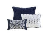 7 Piece Cotton Printed Comforter Set Indigo Cal King B03596963