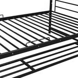 Twin Over Twin Metal Bunk Bed with Shelf and Guardrails, Black MF305475AAB