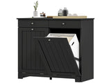 Black Laundry Hamper Cabinet 2 Tilt-Out Baskets, 2 Drawers, Sturdy Home Storage Unit 01594272