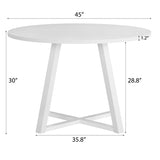 ZNTS Edo Contemporary Round Dining Table, Trestle Base, White Finish T2574P182644