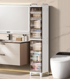 Small Narrow Storage Cabinet with Doors and Shelves Slim Waterproof Bathroom Storage Organizers 56529672