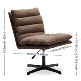 ZNTS Brown Teddy Fabric 360&deg; Swivel Accent Chair, Cross Legged Office Chair, Adjustable Armless Wide Home W1164P239089