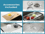 Stainless Steel Kitchen Sink, 36x19 Single Bowl, Undermount Handmade Sink in Brushed, with Cutting 44360826
