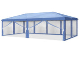 10x20 ft Instant Pop Up Canopy Tent Blue, 6 Mesh Panels 2 Doors 4 Net Sides, 07293396