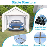 ZNTS Carport Canopy 10x20 FT Heavy Duty Boat Car Canopy Garage with Removable Sidewalls and Roll-up W1212104230