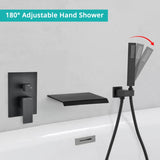 ZNTS Modern Style matte black Wall Mount Tub Filler Bathroom Bathtub Faucet Shower Set W121984825