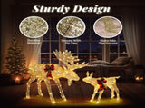 2pcs 4ft 30V 3.6W Moose Family 200LED Leather String Light Garden Moose Decoration Golden 82928292