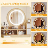 Makeup Vanity Desk 3 Adjustable Lighted Mirror solid wood table feet , Dressing Table Set 08035999