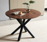 42.1"BLACK AND WOOD COLOR Table Mid-century Dining Table for 4-6 people With Round Mdf Table Top, W234P165709