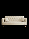 71 inch convertible love seat sofa, American retro beige velvet, suitable for small living room, W165878946