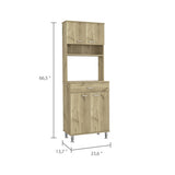 ZNTS Santa Maria 1-Drawer 1-Shelf Area Pantry with Adjustable Metal Legs Light Oak B06280025