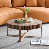 Modern Handcraft Drum Coffee Table 31.5 inch Round Coffee Table for Living Room,Small Coffee Table W2582P167673