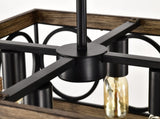 4-Light Square Kitchen Island Lights Ceiling Light Farmhouse Dining Room Light Fixture, Wood and W3596P469831