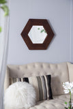 18.5" x 18.5" Hexagon Mirror with Solid Wood Frame, Wall Decor for Living Room Bathroom Hallway, W2078133975