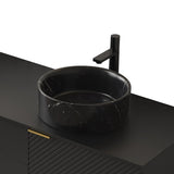 14'' Bathroom Round Ceramic Sink with Stone Pattern, No Faucet No Cabinet, Matte Black W2615P279358