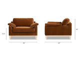 Pasadena 36" Wide Modern Farmhouse Accent Arm Chair, Burnt Orange Performance Velvet B2719P385739
