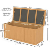 112 Gallon Outdoor Wooden Deck Box Solid Wood Storage Box Seat & Table Top for Patio Furniture W2640P327224