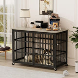 Furniture style dog crate wrought iron frame door with side openings, Grey, 43.3''W x 29.9''D x W1162119832