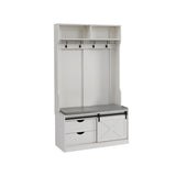 White, Column Coat Rack with Storage Shoe Cabinet 83801402