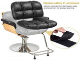 Black Barber Salon & Spa Chair for Hair Stylist with Hydraulic Pump Wooden Beauty Styling Chair for T6686P605582